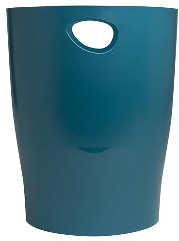 EXACOMPTA - 1 Cestino con manici ECOBIN NeoDeco - Volume 15 litri - Dimensioni 26,3 x 26,3 x 33,5 cm - per ufficio o casa - Colore blu anatra