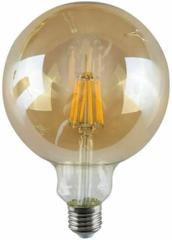 DC VOLTAGE Bombilla LED vintage, casquillo de bayoneta B22, 8 W, bombilla LED de filamento G125 de globo grande, 2700 K, blanco cálido, CRI>90, 450 lúmenes, vidrio ámbar, bombilla (G125 E27 8w)