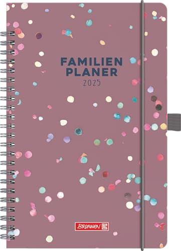 BRUNNEN Buchkalender Familienplaner (2025) „Confetti“, 2 Seiten = 1 Woche, A5, 192 Seiten, Hardcover, bunt