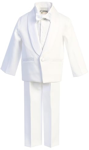 Kid Tuxedo Suit White Toddler Baptism Outfits for Boys 3t Traje de bautizo para niño Christening Formal Traje de niño esmoquin