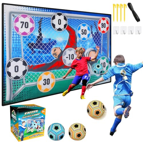 Set da calcio per bambini 2, 3, 4, 5, 6, 7, 8, divertimento sportivo per giardino, interni ed esterni, porte da calcio in morbida flanella, set da gioco da calcio per bambini, giocattolo da calcio