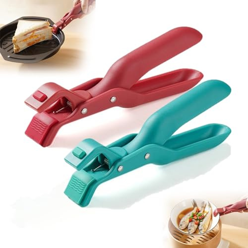 2Pcs Anti-scalding Bowl Holder - Multi-Purpose Anti-Scald Bowl Holder Clip for Kitchen - Silicone Anti-Scalding Hot Plate Tongs Bowl Plate Clips - Kitchen Tool for Bowl, Pan, Plates (Red+Green)