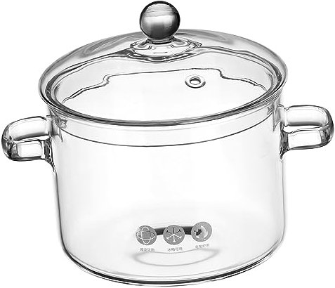 FUNOMOCYA Electric Ceramic Stove Soup Pot Glass Double Ears Cooking Utensils for Home Restaurant Use Lid