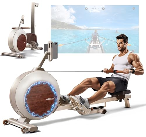 MOBI FITNESS Ruby Selbstbetriebenes Rudergerät für Zuhause - Magnetisches Klappbares Rudergerät mit 40-Stufigem Widerstand, Leises Design, Max 160kg Belastbar (Kompatibel mit Apple Watch & APP)