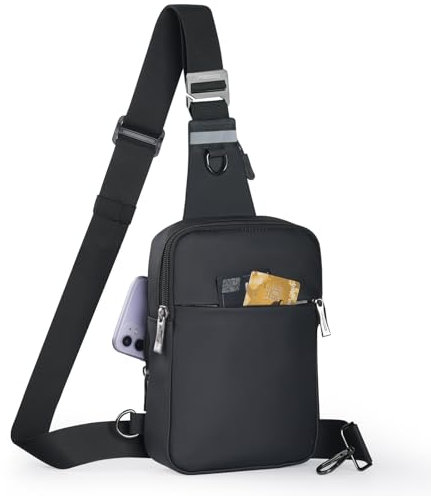 BROADREAM Sling Chest Crossbody Bag, Wasserdicht Umhängetasche Brusttasche Schultertasche Herren Damen - Handytasche mit RFID-blockierende Reißverschlusstasche Geeignet für Outdoor-Sport und Wandern