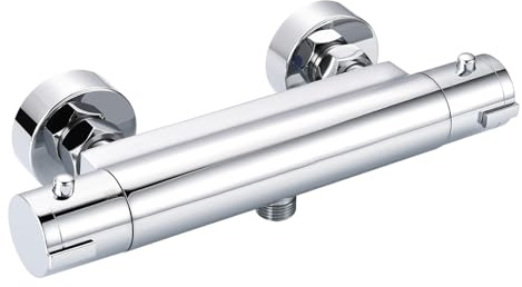 TODOT Mitigeur Thermostatique Douche Chromé Mural avec Bouton de Sécurité, Laiton Massif