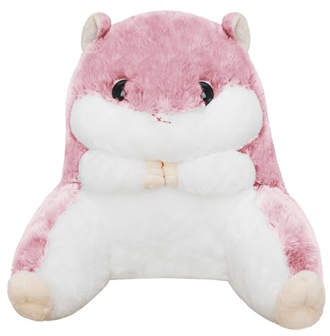 Plush Hamster Throw Pillow Bed/Sofa/Tatami/Floor Backrest for Reading Gaming Watching TV Relieve Pain Lumbar Support Cushion Back Waist Support Cushion for Pregnancy Rest Sleep Relax (Pink-Large)