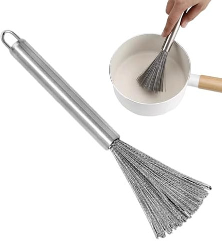 Walopola Stainless Steel Scrubber,Stoves Cleaning Brush - Dish Scrubber Brush with Handle for Cleaning Pots Pans Grills Sink
