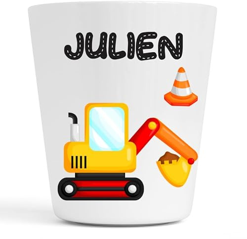 Générique Gobelet en Plastique pour Enfants | Gobelet Personnalisé avec Nom |Verre Plastique Incassable Personnalisé (Tractopelle Julien)
