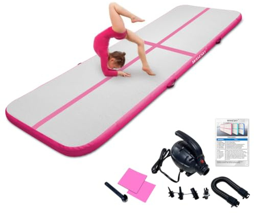 Aufblasbare Air Matte Tumble Track, 3m/4m/5m Tumbling Matte Turnmatte, 10cm hoch rutschfeste Gymnastikmatte für Zuhause, Outdoor, Fitness, Yoga, Training, Cheerleading