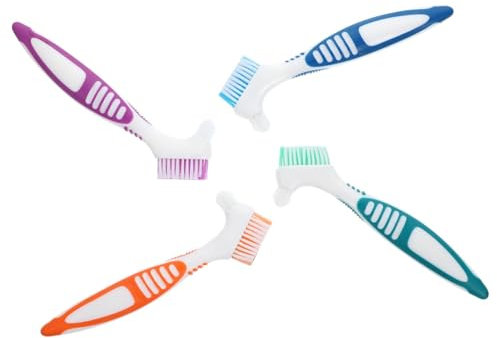 Happyyami 4pièces Brosse à Dents Double Tête Pour Prothèse Brosse De Nettoyage Portable Accessoire Domestique Pour Dentier