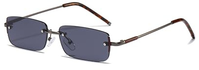 WDZAYXC Lunettes de soleil rectangulaires rétro sans monture pour homme et femme - Monture en métal - Différentes couleurs - Protection UV400