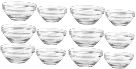 MUCKLILY 12pièces Ramequins Verre Transparents Bols De Service Pour Cuisine Multifonctions Pour De Desserts Salades Et Fruits