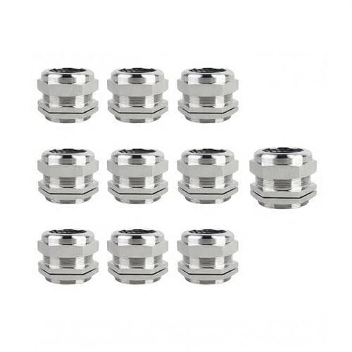 10Pcs Prensaestopas M10, Juntas Impermeables de Acero Inoxidable, Prensaestopas Ajustable IP68, Conectores de Agarre de Cable con Juntas y Contratuerca 3-6.5mm de Diámetro