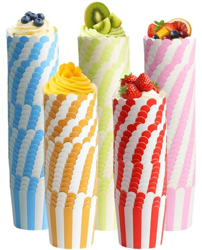 Furuising 160Pcs 5*6*4.7cm Small Size Cupcake Cases for Baking in 5 Colors | Baking Cups (Blue/Green/Yellow/Red/Pink), Mini Greaseproof Cupcake Liners for Weddings Birthdays Parties Dessert Making