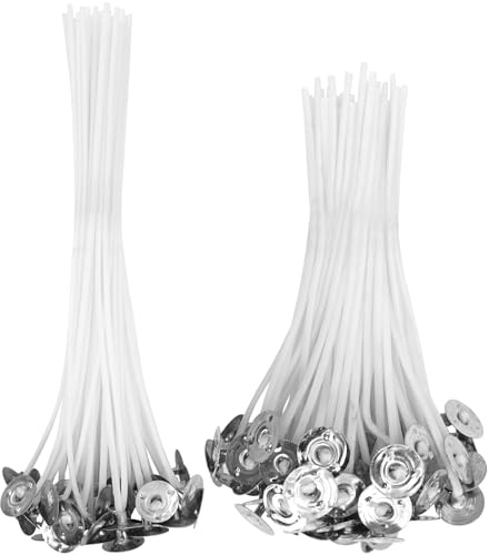 XINOUKJ 100 Kerzendochte in 2 Größen (10cm & 15cm) - Aus Natürlicher Bio-Baumwolle, Vorgewachsen Mit Sojawachs - Für Rauchfreie Kerzen Zum Selbermachen, DIY, Duftkerzen & Aromatherapie