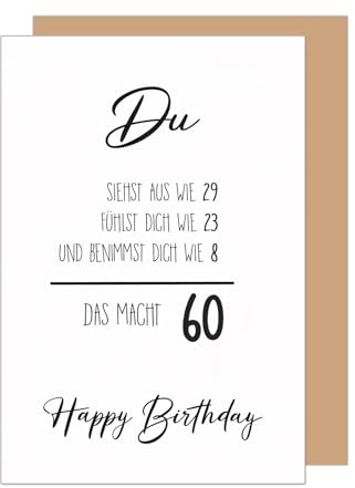 Edition Seidel Premium Glückwunschkarte zum 60. Geburtstag mit Umschlag. Geburtstagskarte Karte mit Spruch für Mann Frau Freund Freundin lustig Humor (G3813 SW025)
