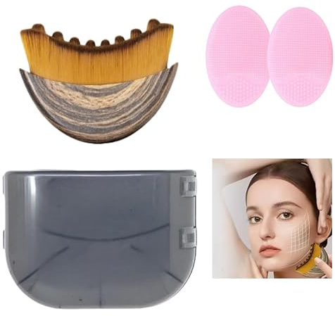 Spazzola Linfodrenante a Secco + 2 Spazzole per Pulizia Viso in Silicone - Kit Professionale per Massaggio, Scolpitura e Cura del Viso a Casa o in Istituto