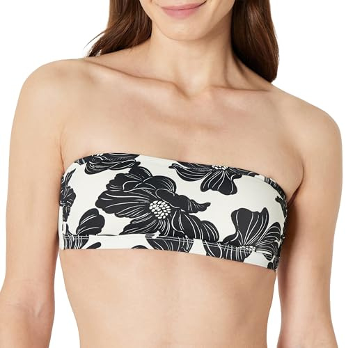 Amazon Essentials Top da Bagno a Fascia Donna, Crema Nero Floreale, 44