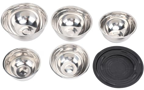 NUMNBE Set Ciotole Acciaio Inox 5 Pezzi con Coperchio, Ciotole per Insalata e Preparazioni, Multiuso in Diverse Dimensioni - Resistente e Versatile, Ideale per e Lievitazione (Tipo 1)