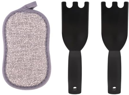 Goktvai 2 St Grillskrapor för George Foreman, Plast Värmebeständig Grillskrapa med Spår med Svampduk för Enkel Rengöring