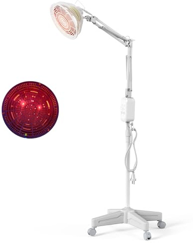 YUNCHI 300 Watt TDP Infrarotlampe mit Ständer, Rotlichtlampe mit 4 Timer-Einstellungen, Bodenstehend Infrarot-Wärmelampe für Gezielte Wärme und Wohnkomfort