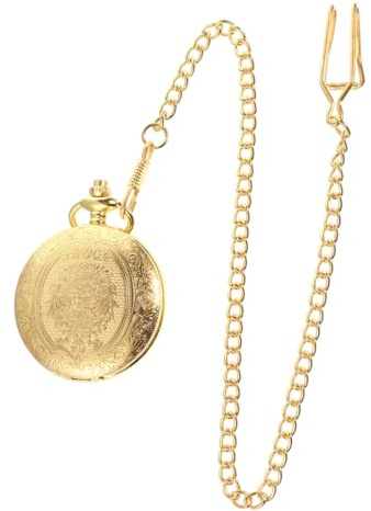 ibasenice Klassische Taschen Uhr mit Kette Metall Gehäuse Goldfarbe Vintage | Kompaktes gehäuse, 4.6 cm durchmesser, vintage-stil, vielseitig tragbar als halskette, ideal für den täglichen gebrauch
