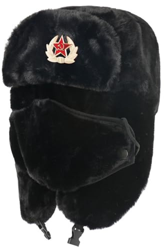 Hperu Russische Trappermütze für Männer und Frauen, Thermomütze mit Ohrenklappe und Abnehmbarer winddichter Maske, atmungsaktiver Winter für Outdoor-Aktivitäten – Trapper