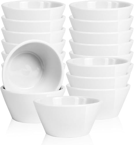 JTKDG 18 Stück Weiße Porzellanschalen, 240 ml Kleine Dessertschalen，Brühen