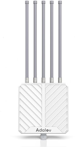 AX3000 Outdoor WiFi 6 Extender, IP67 Weatherproof Outdoor Access Point, Dual Band High Power Long Range WiFi Extender Signal Booster, 5x8dBi Antennas, Compatible with Starlink for Farm, Yard, Campsite