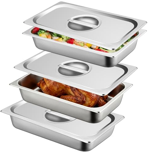 VEGOATY 1/3 * 6.5cm GN Behälter mit Deckel: Hochwertiger Gastro Behälter Edelstahl, Robustheit Gastronormbehälter Edelstahl, Edelstahlbehälter mit Deckel, für Restaurant Buffet Küche Silber