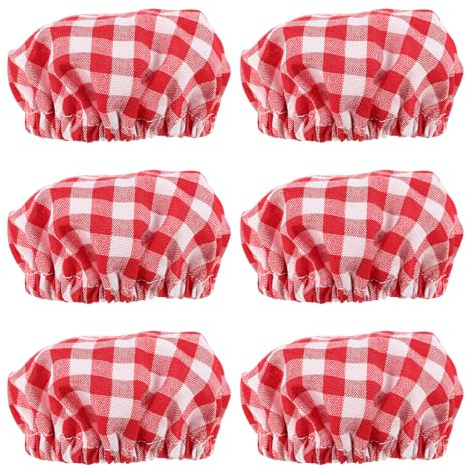 DECOMELODY 6pcs Elastic Cloth Sourdough Jar Covers for Glass Jars and Mason Cans, Breathable Fabric Fermentation Lid Covers with Dust-resistant Protection and Stretchy Fit, for Storing Dry