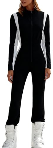 Après Ski Femme Vetement Femme Hiver Combinaison Coupe-Vent Hiver Veste De Skis Combi Ski pour L'extérieur Respirante Combi Skis Imperméable Chaude Vetement Gifts for Women Noir L