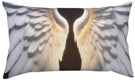 Federa per cuscino con stampa di ali d'angelo, morbida federa per cuscino con cerniera nascosta, 91 x 50 cm, regalo per donne e uomini