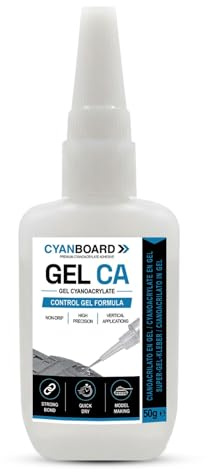 Cyanboard Pegamento Fuerte en Gel 50g – Super Glue Gel Extra Fuerte – Cianoacrilato Instantáneo Secado Rápido – Adhesivo No Gotea para Maquetas, Manualidades, Plástico, Metal, Madera, Reparaciones