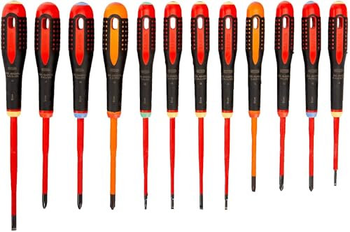 Bahco BE-9878SL Ergo 12 Piece VDE Insulated Slim Blade Screwdriver Set SL/PH/PZ/TX