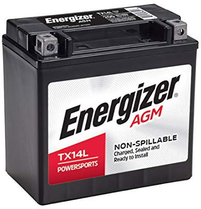 Energizer TX14L AGM Motorcycle 12V Battery, 200 Cold Cranking Amps and 12 Ahr. Replaces: YTX14L-BS and others