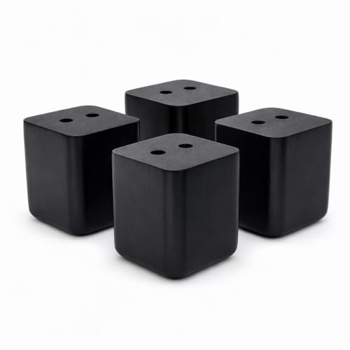 Vershy 4X Möbelfüße Buche/Eiche Massivholz 6cm – Sofafüße eckig gerade Schwarz – Holz Möbelbeine zum Anschrauben für Sofa, Couch, Schrank, Bett (4er Set)