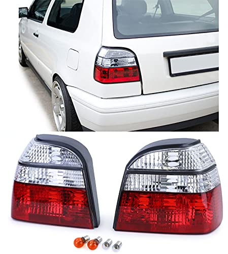 Klarglas Rückleuchten Rot Weiss für VW Golf 3 Limousine Cabrio 91-97