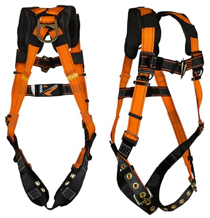 Malta Dynamics Warthog Safety Harness with X-Pad – OSHA & ANSI Compliant Tongue and Buckle Full-Body Harness, Fall Protection with Padded Back Support, D-Ring, Adjustable, and Durable Construction