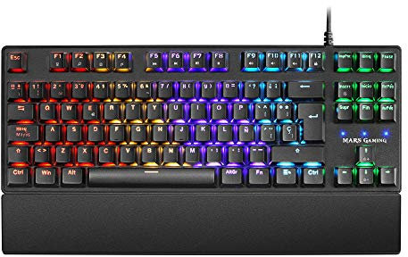 Mars Gaming MKXTKL, teclado mecánico switch rojo, LED 5 colores 10 efectos, ES