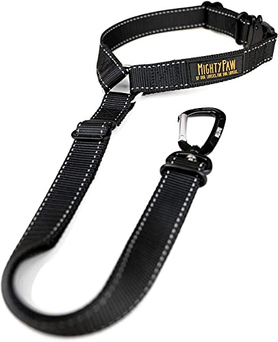 Mighty Paw Dog Seat Belt For Car Headrest - Distraction Free Driving, Heavy-Duty Aviation Grade Aluminum Carabiner, and Tactical Buckle.Adjustable Dog Seatbelt Harness for Small, Medium and Large Pets