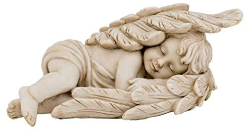 Trauer-Shop Dekorative Engelfigur schlafend liegend in Engelsflügeln. L 15 cm. Lieferung 1 Stück
