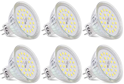 AIMHEIM LED Lampen GU5.3 MR16 3,8W Ersetzt 35-45W, GU5.3 LED Strahler Kaltweiß 6000K, 430 Lumen Nicht Dimmbar LED Reflektorlampe MR16 12V AC/DC, 120° Abstrahlwinkel, 6 Stück