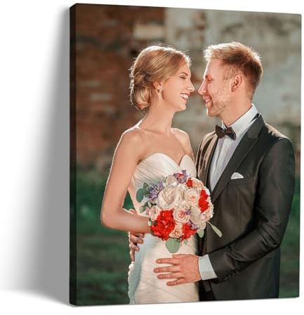 Sunwes Custom Canvas Prints with Your Photo, Made in USA 1.25 Inch Gallery Wrapped Personalized Wall Art for Wedding, Pet and Family Gifts, Ready to Hang, Ships Next Day, 8x8
