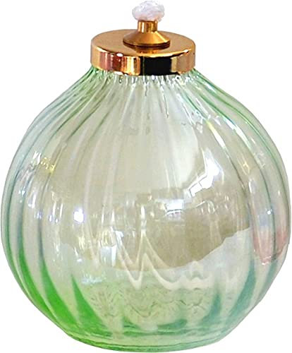 Ampolla Elegante Verde in Vetro Rigato con Gigler in Ottone Dorato Piccola - Lampada Decorativa per Atmosfere Accoglienti a Cera Liquida - Ideale per Illuminare e Arredare con Stile