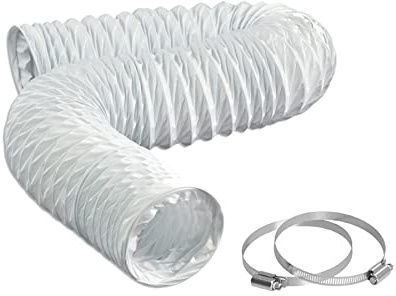 LOOTICH Tubo Secadora Universal de PVC Flexible Ø 102mm Longitud 2,5m para Aire Acondicionado y Campanas Extractoras Conducto de Aire de Ventilación Sistemas con 2 Abrazaderas de Acero