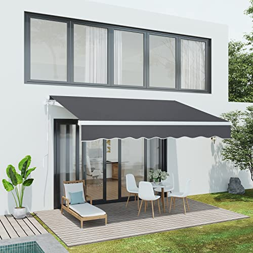 Dripex Store Banne Manuel Rétractable 250 x 200 cm pour Terrasse - Gris | en Aluminium Polyester, Étanche et Résistant aux UV, Angle Réglable 0-45°, pour Terrasse Bistro Balcon