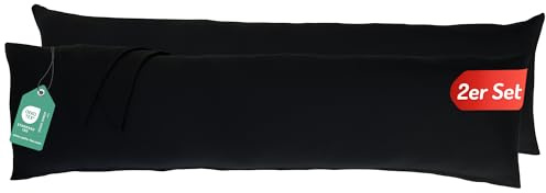 Livessa Seitenschläferkissen Bezug 40 x 145 (2er Set) - Verdeckter Reißverschluss an der Langen Seite,%100 Baumwolle Jersey Stoff, Oeko-Tex Zertifiziert, Ultra weich und atmungsaktiv