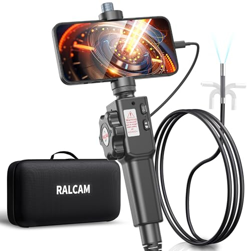 Ralcam Endoscope Industriel Caméra Endoscopique - Endoscope Filaire 8,5mm avec 8 LED Caméra d'inspection Canalisation HD 1080P, Borescope Serpent Câble Semi-Rigide de 2m pour Smartphone Android iOS